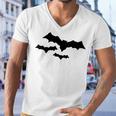 Halloween Scary Vampire Bats Pattern Men V-Neck Tshirt