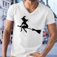 Halloween Young Scary Witch On Broom Pattern Men V-Neck Tshirt