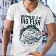 Happiness Is A Big Fish And A Witness Fisherman Dad Blue Men V-Neck Tshirt