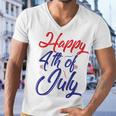 Happy 4Th Of July Dark Red Blue Text Men V-Neck Tshirt