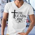 He Leads Me V2 Men V-Neck Tshirt