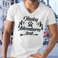 Husky Adventure Await Siberian Husky Adventures Hiking With Huskies Gift For Husky Lover V2 Men V-Neck Tshirt