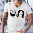 Man With Beard And Glasses With Woman Wavy Hair Men V-Neck Tshirt