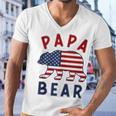 Mens American Flag Papa Bear 4Th Of July Usa Patriotic Dad Men V-Neck Tshirt
