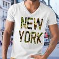 New York Camo Distressed Gift Men V-Neck Tshirt
