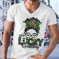 One Lucky Grammy St Patricks Day Messy Bun Leopard Men V-Neck Tshirt