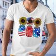 Patriotic Jar Sunflower American Flag Funny 4Th Of July Men V-Neck Tshirt