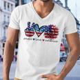 Peace Love America Flag Sunflower 4Th Of July Memorial Day Men V-Neck Tshirt
