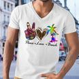 Peace Love Beach Summer Vacation Beach 185 Shirt Men V-Neck Tshirt