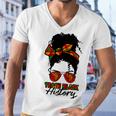 Teacher African Women Messy Bun Teach Black History Month Men V-Neck Tshirt