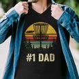 1 Dad Disc Golf Gift Number One Father Frisbee Golfing Disk Men V-Neck Tshirt