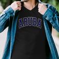 Aruba Varsity Style Navy Blue Text Men V-Neck Tshirt