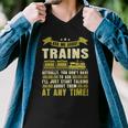 Ask Me About Trains Funny Train And Railroad Men V-Neck Tshirt