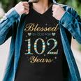 Blessed By God For 102 Years Old 102Nd Birthday Party Cute Men V-Neck Tshirt