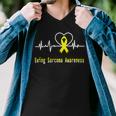 Ewings Sarcoma Awareness Heartbeat Yellow Ribbon Ewings Sarcoma Ewings Sarcoma Awareness Men V-Neck Tshirt