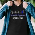 Fighter Vocal Cord Dysfunction Warrior Heartbeat Blue Ribbon Vcd Vocal Cord Dysfunction Awareness Men V-Neck Tshirt