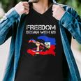 Freedom Began With Us Haitian Flag Happy Independence Day Men V-Neck Tshirt