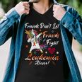 Friends Dont Let Friends Fight Leukemia Alone Unicorn Orange Ribbon Leukemia Leukemia Awareness Men V-Neck Tshirt