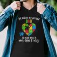 Fun Heart Puzzle S Dad Autism Awareness Family Support Men V-Neck Tshirt