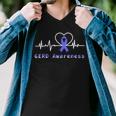 Gerd Awareness Heartbeat Periwinkle Blue Ribbon Gastroesophageal Reflux Disease Gerd Awareness Men V-Neck Tshirt