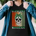 Glaucoma Warrior Skull Women Vintage Green Ribbon Glaucoma Glaucoma Awareness Men V-Neck Tshirt