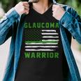 Glaucoma Warrior Usa Flag United States Flag Green Ribbon Glaucoma Glaucoma Awareness Men V-Neck Tshirt