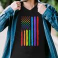 Lgbtq American Flag Pride Rainbow Gay Lesbian Bi Transgender Men V-Neck Tshirt