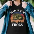 Man I Love Frogs Funny Retro Frog Men V-Neck Tshirt