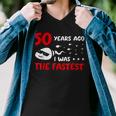 Mens 50 Years Ago I Was The Fastest Funny Birthday Men V-Neck Tshirt