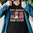 Mens Best Beagle Dad Ever American Flag Fathers Day 4Th Of July Men V-Neck Tshirt