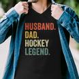 Mens Funny Hockey Player Husband Dad Hockey Legend Vintage Men V-Neck Tshirt