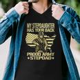 Mens My Stepdaughter Has Your Back - Proud Army Stepdad Dad Gift Men V-Neck Tshirt