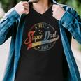 Mens Retro Best Dad Super Dad Ever Father Daddy Fathers Day Gift Men V-Neck Tshirt