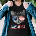 Meowica Funny Cat Patriotic Usa Shirt American Flag 544 Trending Shirt Men V-Neck Tshirt