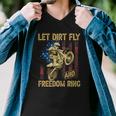Motorcycle Let Dirt Fly And Freedom Ring Independence Day Men V-Neck Tshirt