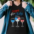 Red Wine Blue 4Th Of July Wine Red White Blue Wine Glasses V4 Men V-Neck Tshirt