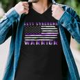 Rett Syndrome Warrior Usa Flag United States Flag Purple Ribbon Rett Syndrome Rett Syndrome Awareness Men V-Neck Tshirt