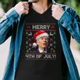 Santa Joe Biden Merry 4Th Of July Ugly Christmas Men V-Neck Tshirt