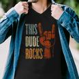 This Dude Rocks Rock N Roll Heavy Metal Devil Horns Men V-Neck Tshirt