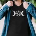 Triple Moon Goddess Wicca Pentacle Men V-Neck Tshirt