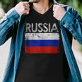 Vintage Russia Russian Flag Pride 500 Trending Shirt Men V-Neck Tshirt