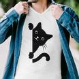 Black Cat Peeking Men V-Neck Tshirt