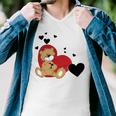 Cartoon Animal Happy Loving Teddy Bear Men V-Neck Tshirt