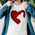 Chihuahua Shape With Red Heart Painting For Valentine Day Men V-Neck Tshirt