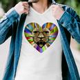 Colored Lion Heart Men V-Neck Tshirt