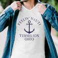 Feelin Nauti Vermilion Ohio Lake Erie Nautical Distressed Men V-Neck Tshirt