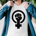 Feminist Raised Fist - Distressed Fitted Men V-Neck Tshirt