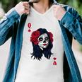 Halloween Sugar Skull With Red Floral Halloween Gift By Mesa Cute Men V-Neck Tshirt