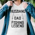 Husband Dad Fishing Legend Funny Fathers Day Father Fishermen Fishing Lovers Fishing V2 Men V-Neck Tshirt