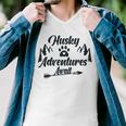 Husky Adventure Await Siberian Husky Adventures Hiking With Huskies Gift For Husky Lover V2 Men V-Neck Tshirt